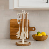 8 Hooks Rotating Spatula Rack Stable Base Movable Kitchen Utensil Stand Anti Slip Space Saving Spatula Storage Rack Countertop
