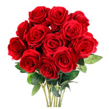 Popxstar 10PCS Artificial Silk Flowers Roses Bouquet Long Stem Fake Roses Bouquet for Valentine's Day Mother Day Wedding Home Decoration