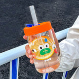 Cute Bubble Boba Pearl Milk Tea Straw Water Bottle High Borosilicate Glass Heat-resistant Leakproof Coffee Juice Cup Drinkware