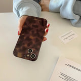 Retro Brown Amber Pattern Shockproof Protective Phone Cover Case for iPhone 17 16 15 14 13 12 11 Pro Max Plus Air