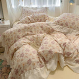 popxstar Korean Style Bedding Set with Pillowcase bed sheet Single Full Size Bed Linen Duvet Cover Set Queen/King Double Comforter Cover