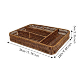 Durable 4 Grids Plastic Woven Storage Basket Anti-Slip Rectangular Kitchen Drawer Organizer Washable Cutlery Organizer Forks