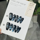 Popxstar 10Pcs Long Ballerina Handmade Press on Nails Pink Black Fake Nails Wearable Stick-on Nails Full Cover False Nail Uñas Postizas