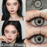 Popxstar 1Pair Myopia Lenses Color Contact Lenses With Diopters Prescription Natural Yaerly Brown Lenses Gray Colored Contacts