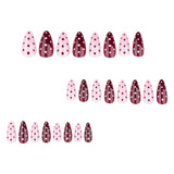 Popxstar  Red/Pink Almond Fake Nails 24Pcs Full Cover Acrylic Press On Nails with Polka Dot Designers Cool Girls Charm Manicure Nails Art