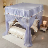 New Design Palace Quadrate Mosquito Net for Girls Pole Piercing Bed Curtain Tent Bed Room Decoration with Bracket