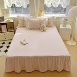 New INS Princess Style Bedding Sets Ruffle Lace Bow Quilt Cover Romantic Bedclothes Woman Girls Bedroom Duvet Cover 4pcs