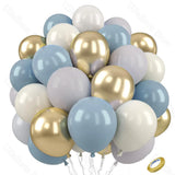 Popxstar  40Pcs Dusty Blue Balloons for Baby shower Boho Gray White Sand Chome Gold Dusty Blue Baby Shower Balloons for Boy Birthday Decor