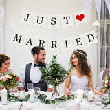 Popxstar White Just Married Vintage Paper Garland Marry Me Letter Banner Wedding Photo Props Bunting For Bridal Shower Party Chair Decor