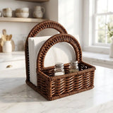 Durable Plastic Imitation Rattan Napkin Holder Vertical Decorative Desktop Tissue Holder Simple Handwoven Napkin Holder for Home