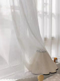 Popxstar French Romantic Vertical Shutter Screen Whtie Sheer Curtain Hook and Loop Fastener
