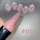 1-6pcs TC New Pink Naked Rose Crushed Diamond Gel Nail Polish Sparkling Explosion Flash Crystal Nail Art Shop Special