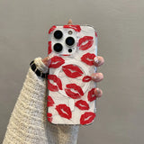 Red Lip Print For Magsafe Magnetic Wireless Charing Case For iPhone 16 Pro Max 17 Air 15 13 14 16 Plus IMD TPU Back Cover