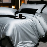 Popxstar  1000TC Egyptian Cotton Solid Color Bedding Set King Queen Size White Hotel Style Duvet/Quilt Cover Fitted Bed Sheet Pillowcases