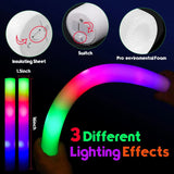 Popxstar 30Pcs Foam Glow Sticks with 3 Modes Colorful Led Flashing Glow Stick Glow in The Dark Party Supplies for Wedding Raves Concert