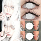 1 Pair New Crazy White Cosplay Lenses Contact Lenses Anime Black Eyes Soft Lenses Halloween Party Contacts Fast Shipping