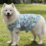 Cute Ruffle Hem Flower Print Dog Vest Skirt Skin Friendly Cool Fabric Anti-UV Outdoor Summer Outfit For Large Breed Dogs