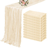 Popxstar 10PCS Set Semi-Sheer Gauze Wedding Table Runner Sage Green Cheesecloth Table Dining Party Christmas Banquets Arches Cake Decor