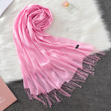 Popxstar Winter Female Scarf Cashmere Shawls Wraps Women Solid Long Hijab Stoles Pashmina Bufanda Tassel Autumn Lady Headband