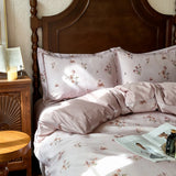 Popxstar  100% Cotton Bedding Set Ins Korean Floral 3D Printed Duvet Cover Bed Linen Flat Sheets Set 2 Pillowcases Twin Double Queen Size