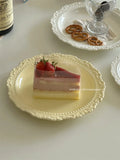 Popxstar French Relief Ceramic Plate Vintage Ceramic Dishes High-end Dining Dishes Dessert Western Cuisine Plate Serving Plates Tableware