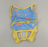 Fish Print Ruffle Trim Pet Bikini Swimsuit Cooling Sun Protection Summer Outdoor Beach For Small Medium Dogs Cats Puppies