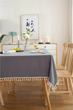 Popxstar Christmas Green Cotton Rectangle Tablecloth Tassel Washable Table Cover for Kitchen Dinning Picnic New Year Christmas Decoration