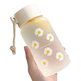 This Summer Cute Little Chrysanthemum Water Cup Comes in Two Styles  Frosted and Transparent  with A Handle for Easy Carrying