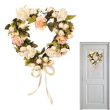Popxstar spring decor Valentine Rose Wreath Spring Wreath Valentine Wreath 15.7 Inch Floral Wreath With Rose Front Door Sign Door Wreath Artificial