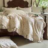Popxstar  100% Cotton Pastoral Floral Print Ruffles Bow Princess Bedding Set Queen King Duvet Cover Set Bed Sheet/Fitted Sheet Pillowcases