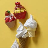 Popxstar Simulation Ice Cream Refrigerator Stickers Fruit Flavor Cone Refrigerator Decoration Photo Wall Resin Gift Children's Toys