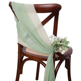 Popxstar 12 Pcs 17x275cm Green  Chiffon Chair Sashes  Wedding Chair Covers Ribbon Wedding Party Aisle Chair Decor