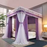 Four Season Quadrate Palace Mosquito Net with Frame Romantic Shading Bed Curtain Canopy Nets Three-door Bedcover Curtain