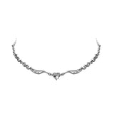 Popxstar Angel Wings Heart Shape Pendant Necklaces Silver Color 5A Cubic Zirconia Minimalist Style Clavicle Chain Women And Girl Jewelry