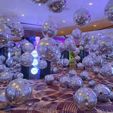 Popxstar 10Pcs Silver 4D Round Balloons 10 18 22 32inch Large Metallic Silver Foil Balloons for Birthday Wedding Silver Party Decorations