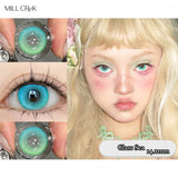 2pcs New Fashion Pink Colored Contacts Lenses for Eyes Cosmetic Blue Contact Lenses with Diopters 0~-8.00 Degree Lens