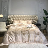 Popxstar  Royal Golden Embroidery European Palace Luxury Bedding Set Champagne Brocade Egyptian Cotton Duvet Cover Bed Sheet Pillowcases