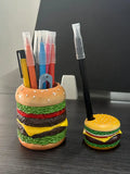 Popxstar Hamburger Pen Holder Pencil Holder for Desk Hamburger Handmade Pencil Holder Bedroom Desk Organizers Desk Accessories Decoration