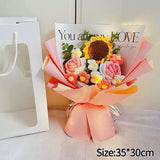 Popxstar  Hand Knitted Flower Bouquets Graduation Flower Bouquet Crochet Flowers Bouquet Finished Flower Bouquet Graduation Ceremony Gifts