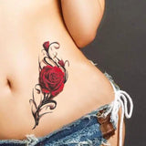 Sexy Rose Flower Fake Tattoo for Woman Arm Abdomen Floral Tattoo Waterproof Art Temporary Tattoo Sticker Lasting Tatoo Sticker