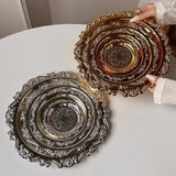 Popxstar Stainless Steel Plate Cake Tray Afternoon Tea Dessert Dish Jewelry Storage Tray Dessert Table Snack Dish Display Home Supplies