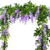 Popxstar 2pcs 1.8m Wisteria Artificial Flower Vine Ivy Leaf Garland Rattan String Flowers  Fake Plant Leaf Rattan Trailing Fake Flower