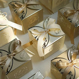 Popxstar 10-400pcs/lot French Sugar Box Light Luxury Golden Candy Champagne Color Wedding Candy Box Wedding Accompanying Paper Gift Box