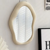 Popxstar 1PC Cream Style Makeup Mirror Decorative Irregular Simple Standing Dresser Mirror Cloud Shaped French Hairdressing Wall Mirror