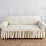 1/2/3/4 Seater Seersucker Sofa Slipcover with Skirt Universal Stretch Sofa Couch Slipcover Easy Fitted Chair Furniture Protector