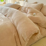 4pcs Thickened Carved Milk Fleece Four Piece Set for Winter Warmth Coral Fleece Duvet Cover Flannel Sheet Pillowcase Bedding