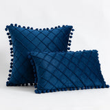 Premium Velvet Diamond Quilted Pillow Cover with Pom Design Sofa Pillow for Office Living Room 30x50cm 45x45cm Pillow Case
