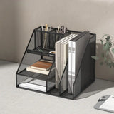 Desk Organizer Office Desktop File Rack Metal Bookstand Multi-function Storage Rack Office Supplies Folder Storage Box