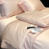 Popxstar  Lyocell Bamboo Fiber Luxury Embroidery Summer Quilt Soft Silky Thin Comforter Blanket With Bed Sheet Pillowcases Bedding Set