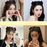Popxstar Sweet Black Red Bow Small Hair Claw Clip Princess Velvet Bow Hair Clip Claw Clamp Headwear Girls Women Korean Hair Styling Tools